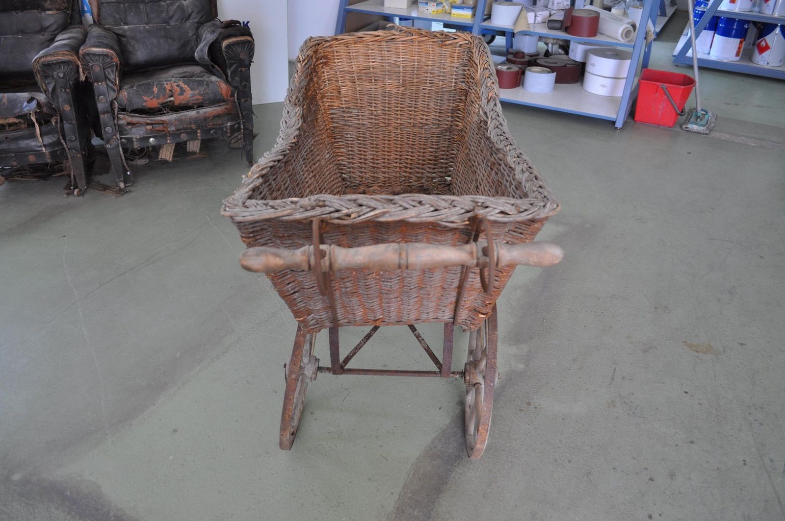 Wicker & Wood Pram, 1930s photo furniture