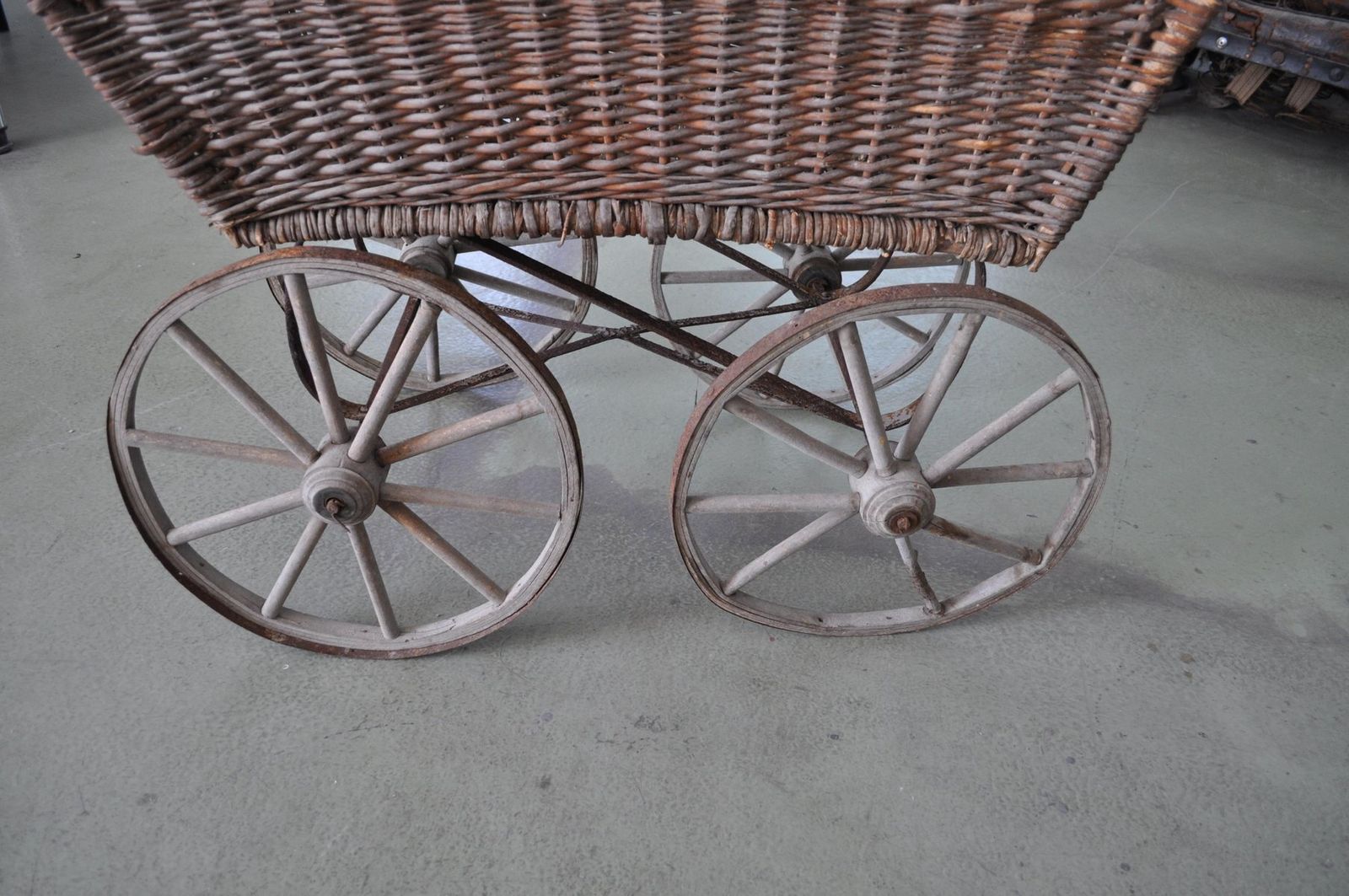Wicker & Wood Pram, 1930s photo for sale