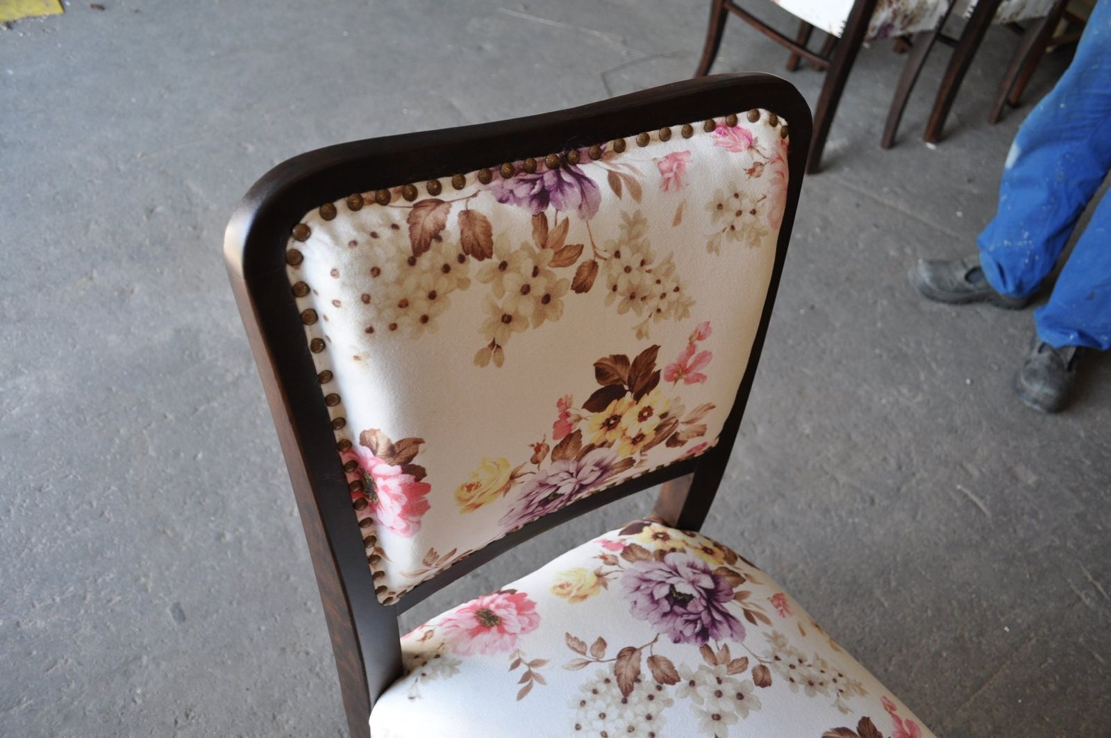 Art Deco Wood And Velvet Dining Chair, 1930s photo Furniture