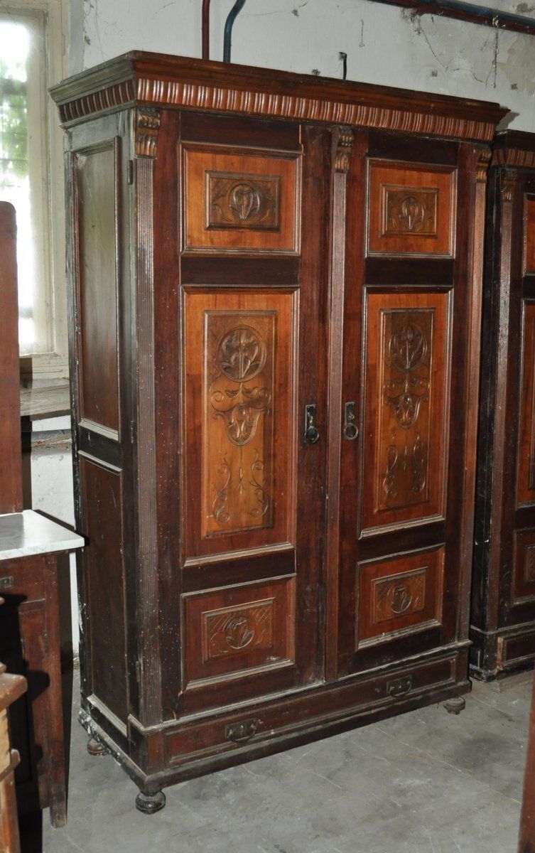 Antique Hungarian Wooden Wardrobe, 1880s