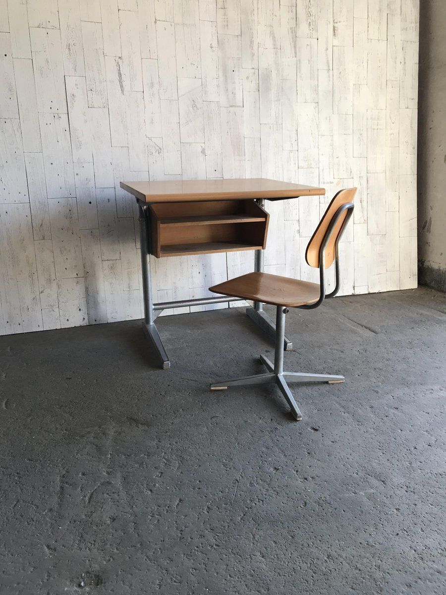 Swiss School Desk And Chair From Embru, 1960s, Set Of 2