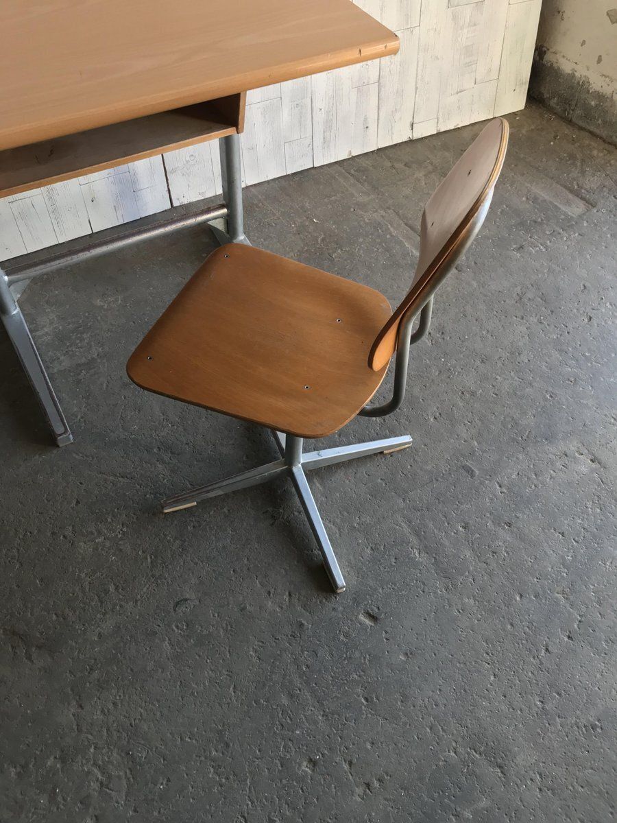 Furniture Swiss School Desk And Chair From Embru, 1960s, Set Of 2 photo