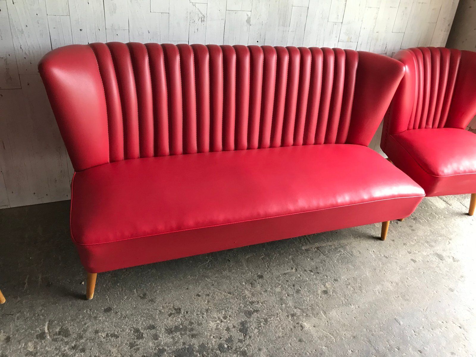 Mid Century Hungarian Vinyl Living Room Set, 1960s, Set Of 3 photo vinterior
