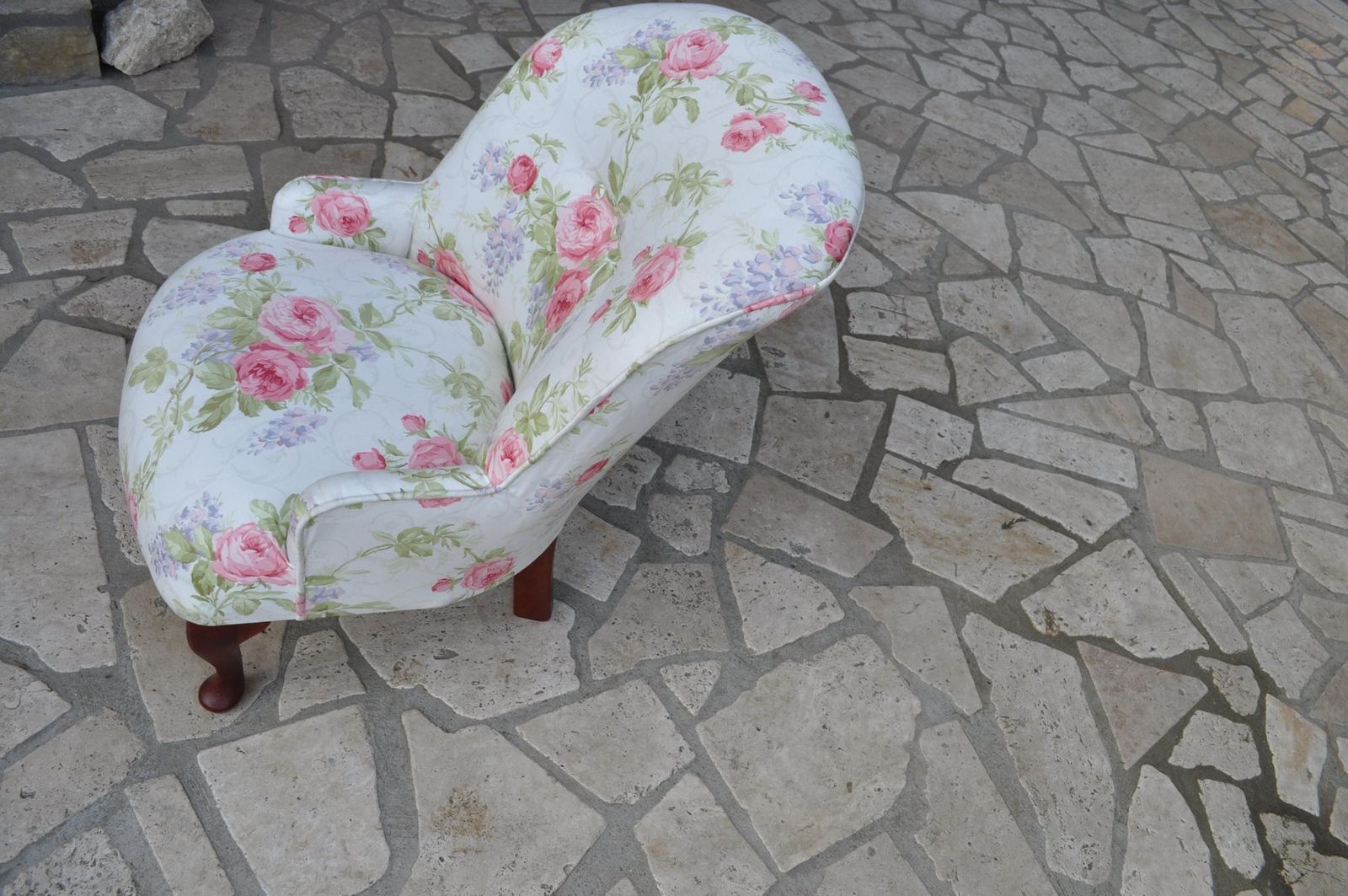 Mid Century Fabric And Wood Armchair, 1950s photo for sale