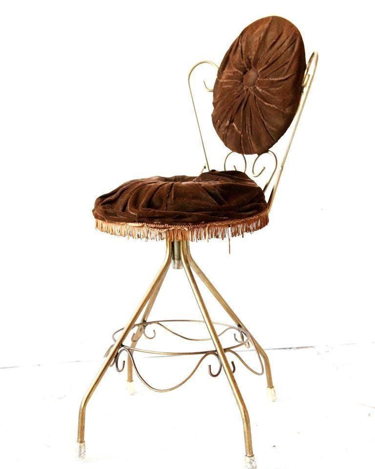 Chocolate Brown Velvet Vanity Chair, 1960s photo Furniture