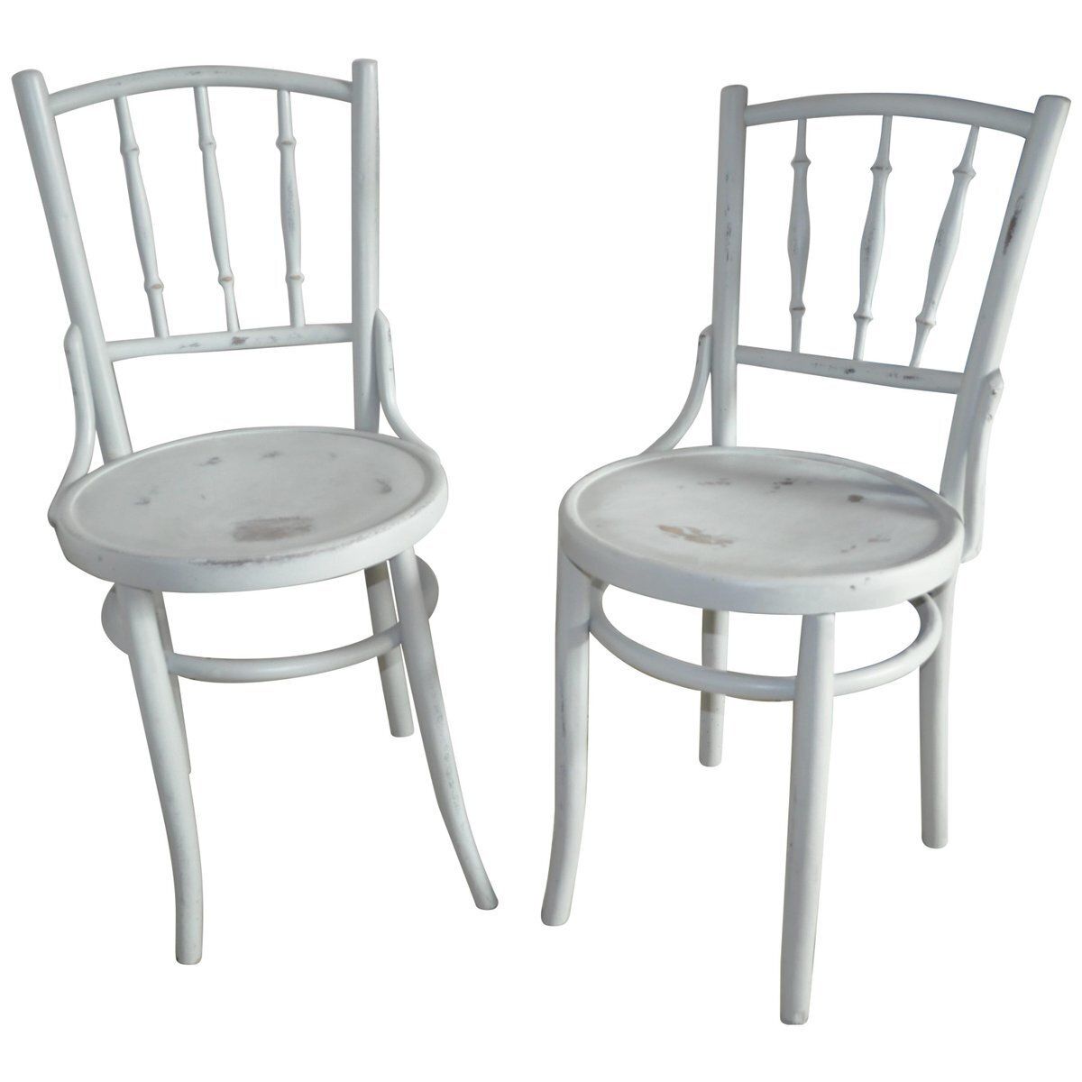 Set Of Grey Bistro Chairs From Lichtig, 1900s