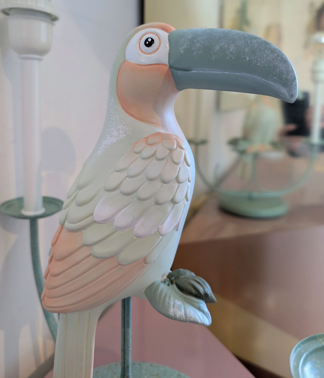 Vintage 1980s Ceramic Pastel Toucan Lamp, Unused Old Shop Stock  11 Available. Perfect For A Hotel photo vinterior