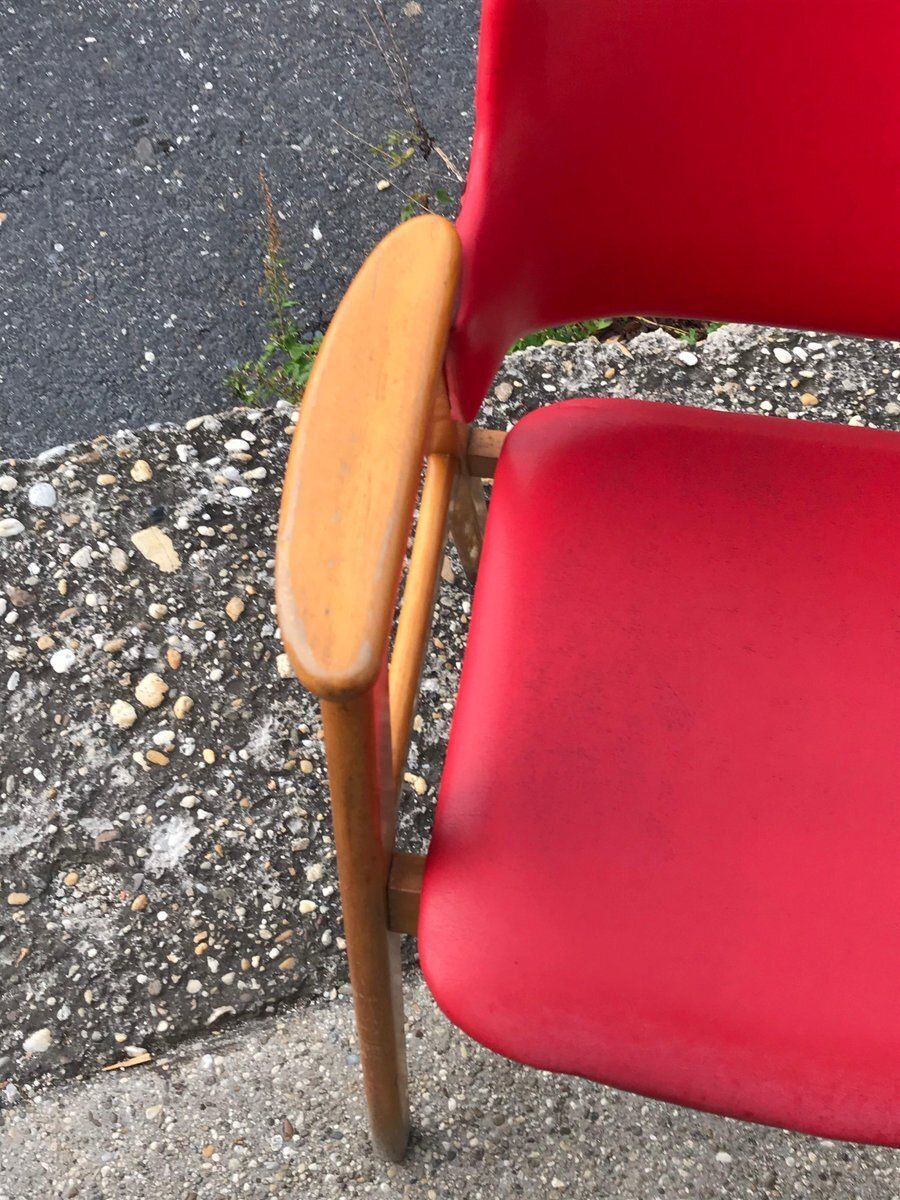 Hungarian Red Faux Leather Desk Chair, 1960s photo Furniture