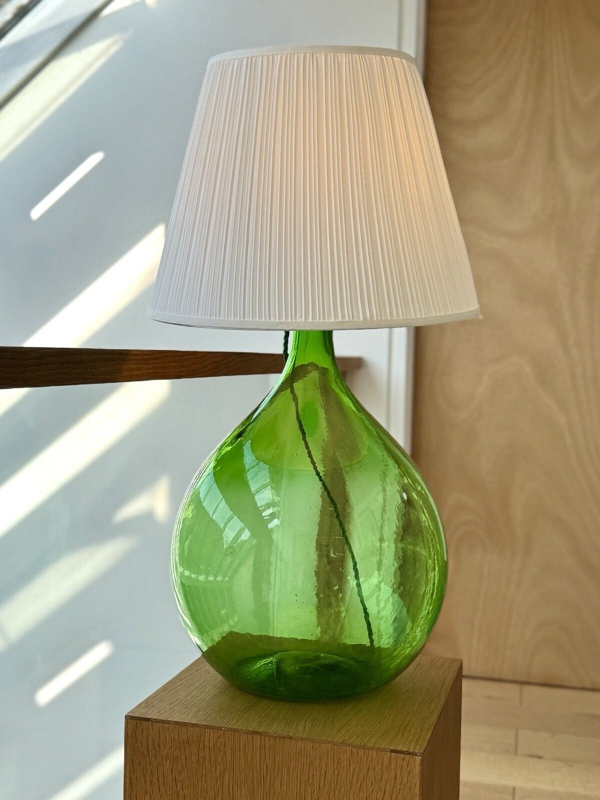 photo vinterior Vintage Large Green Glass Carboy Lamp, Rewired & Pat Tested (Shade Not Included)