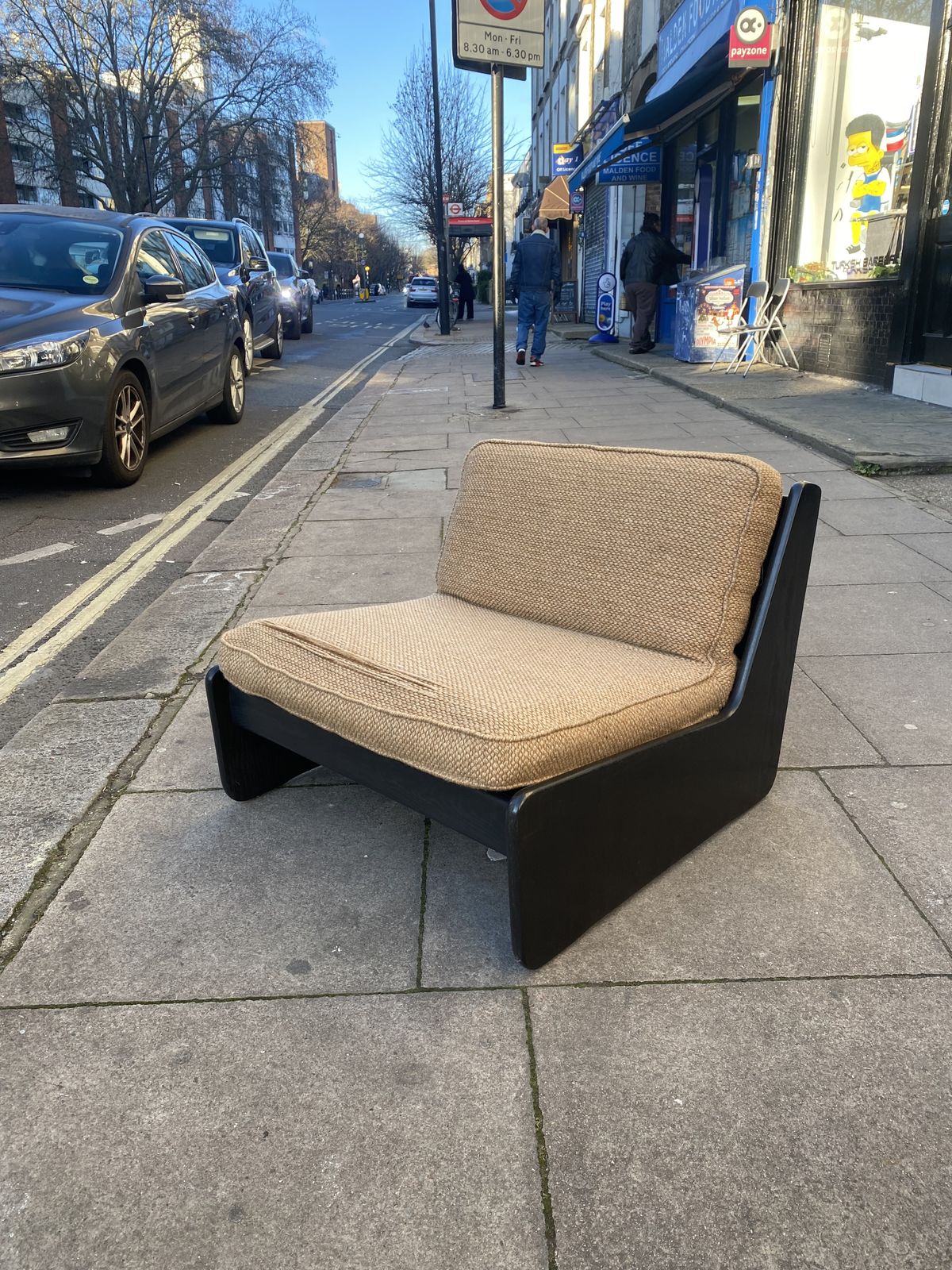 1960s, Carl Straub Lounge Armchair Vintage 1970s Boucle Midcentury Wood photo furniture
