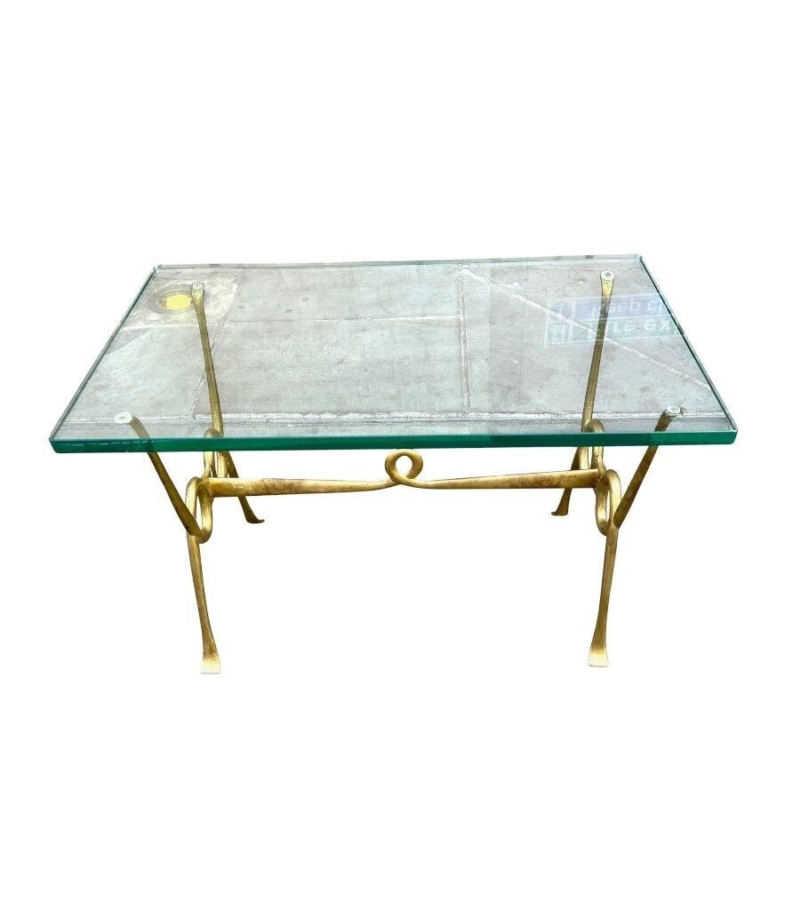 An Italian 1950s Fontana Arte Style Brass And Thick Glass Cocktail Table By Janetti, Florence photo 1950.0