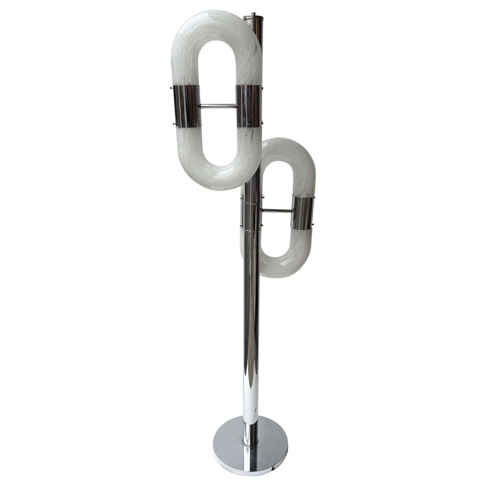 Metal Chain Floor Lamp Murano Glass By Aldo Nason For Mazzega, Italy, 1970s