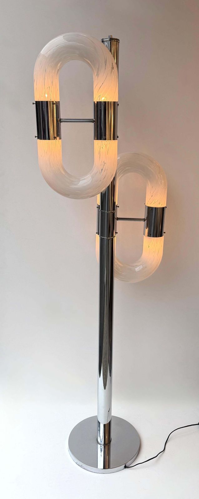 Metal Chain Floor Lamp Murano Glass By Aldo Nason For Mazzega, Italy, 1970s photo for sale