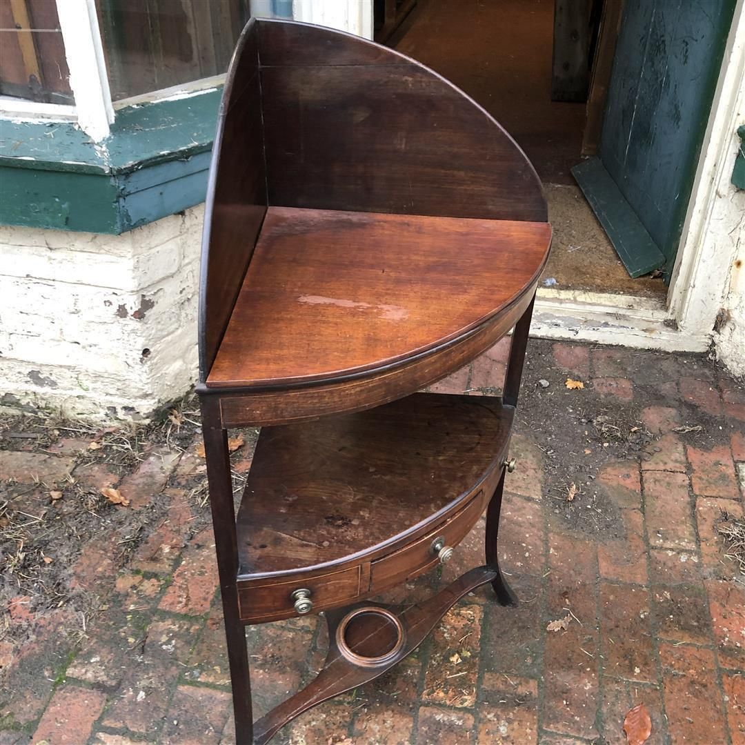 Antique Mahogany Gentleman's Corner Washstand Early 19th C photo furniture