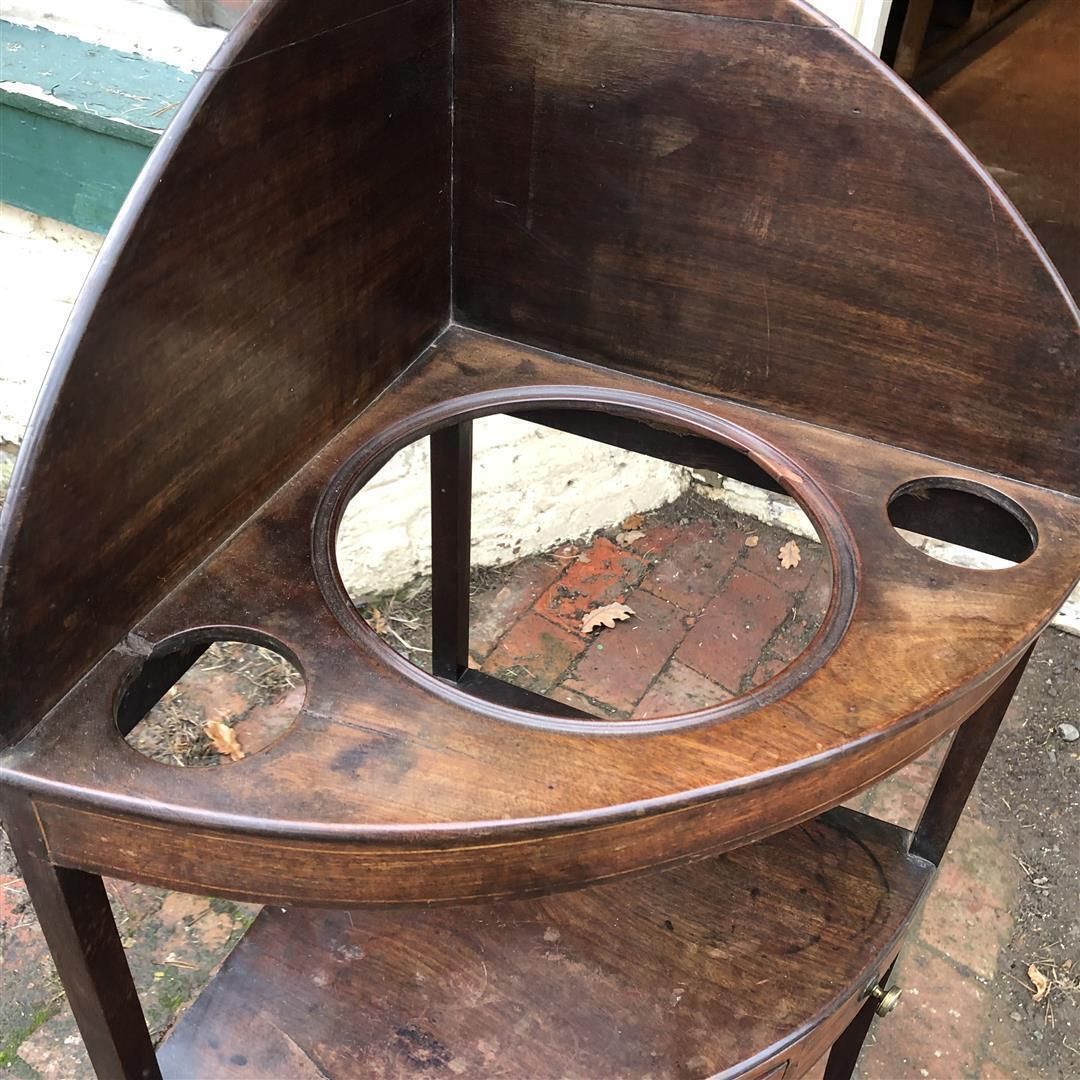 photo furniture Antique Mahogany Gentleman's Corner Washstand Early 19th C