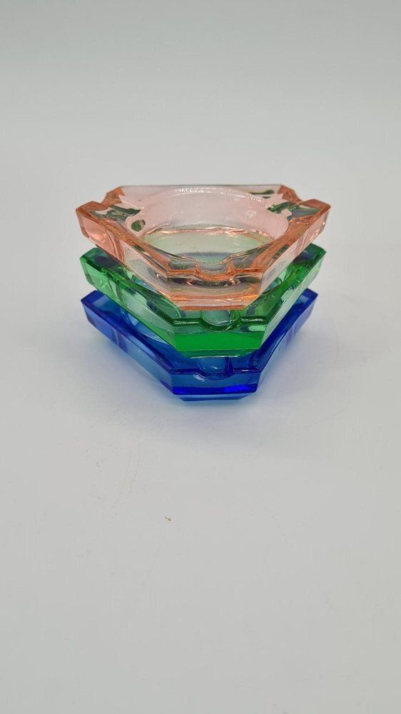Vintage Glass Ashtrays From Royal Dux Bohemia, 1960s, Set Of 3 photo vinterior