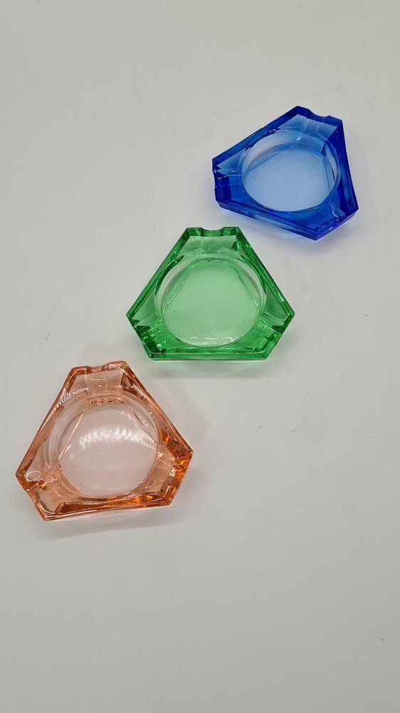 Vintage Glass Ashtrays From Royal Dux Bohemia, 1960s, Set Of 3 photo buy