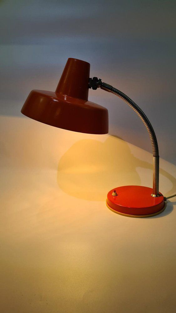 photo vintage Desk Lamp In Orange Metal, Hungary, 1970s