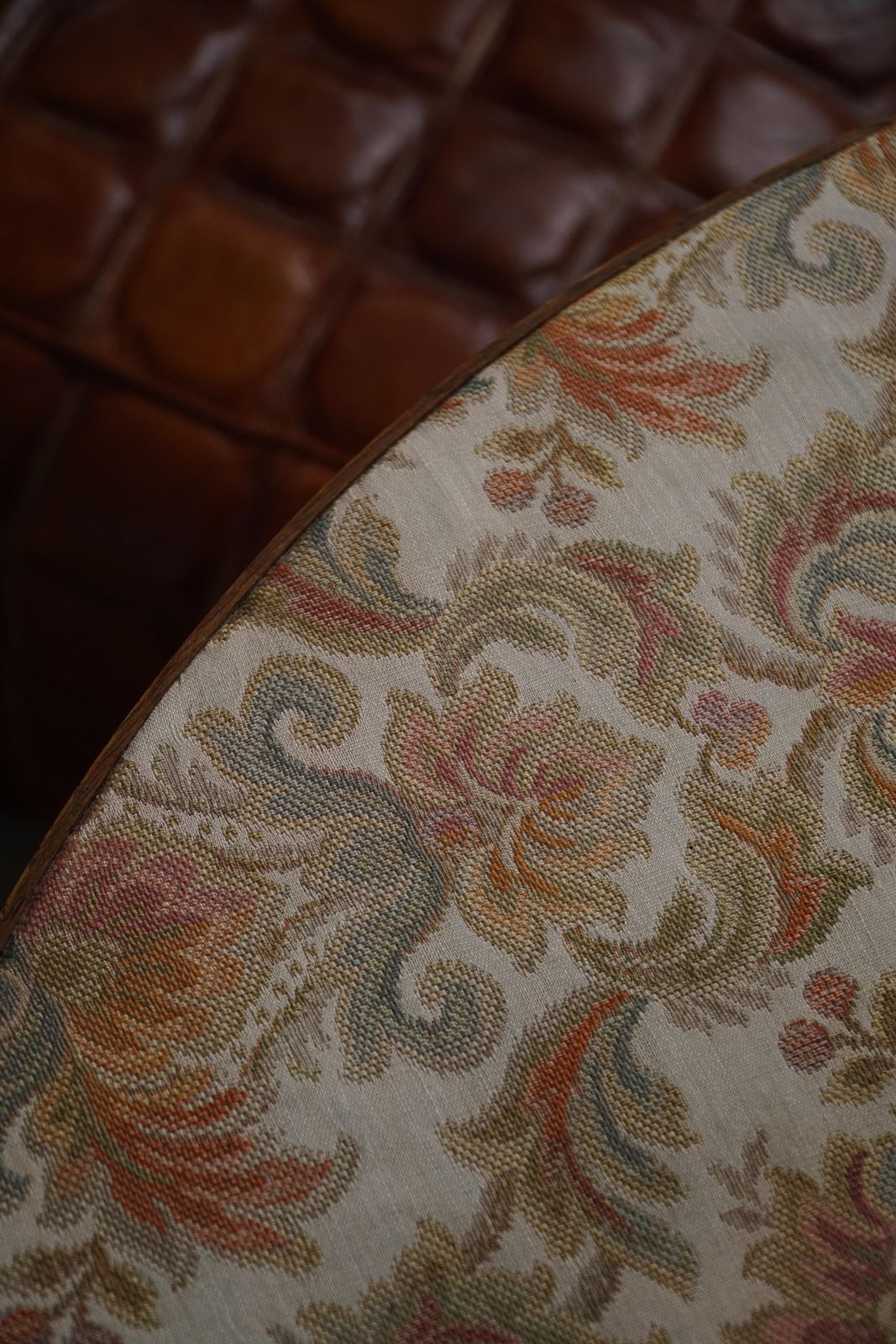 19th Century French Vigneron Round Tilt Top Table With Floral Textile Top photo 1670.0