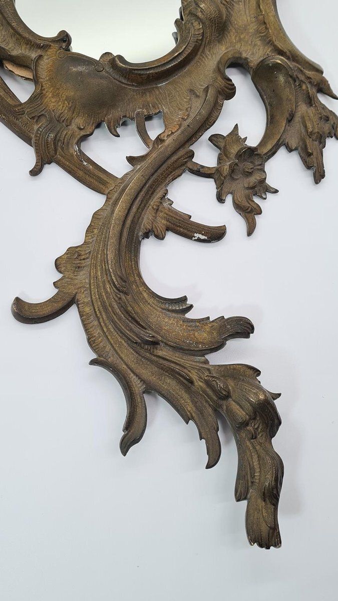 photo for sale Antique French Rococo Mirror In Dark Bronze, 1800s