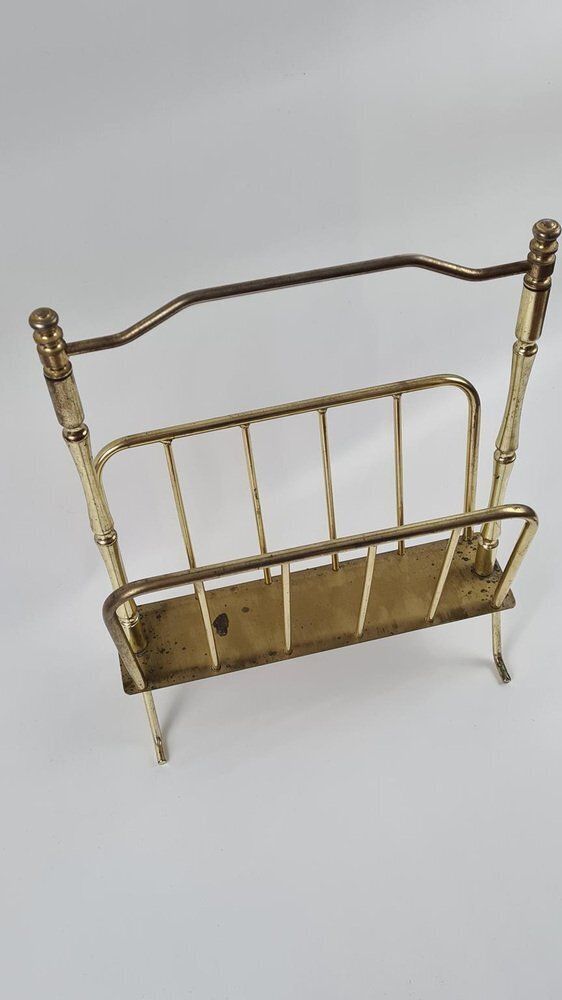 Newspaper Stand In Brass Plated Metal, 1970s photo for sale