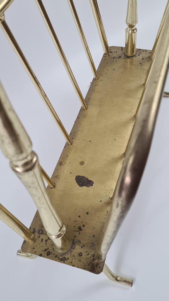 photo furniture Newspaper Stand In Brass Plated Metal, 1970s