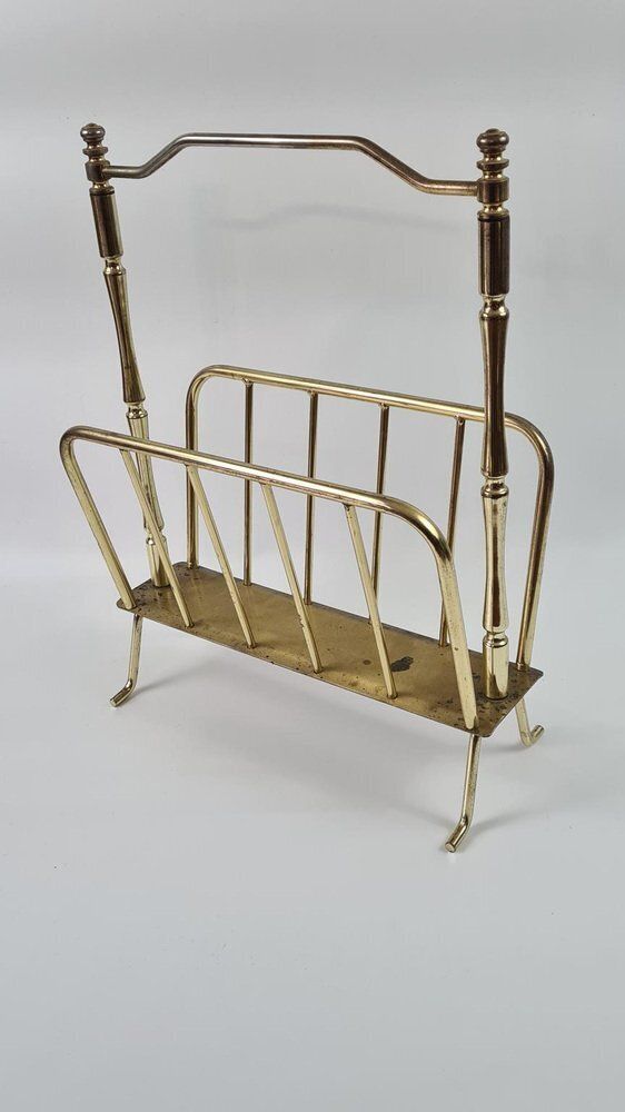 photo for sale Newspaper Stand In Brass Plated Metal, 1970s