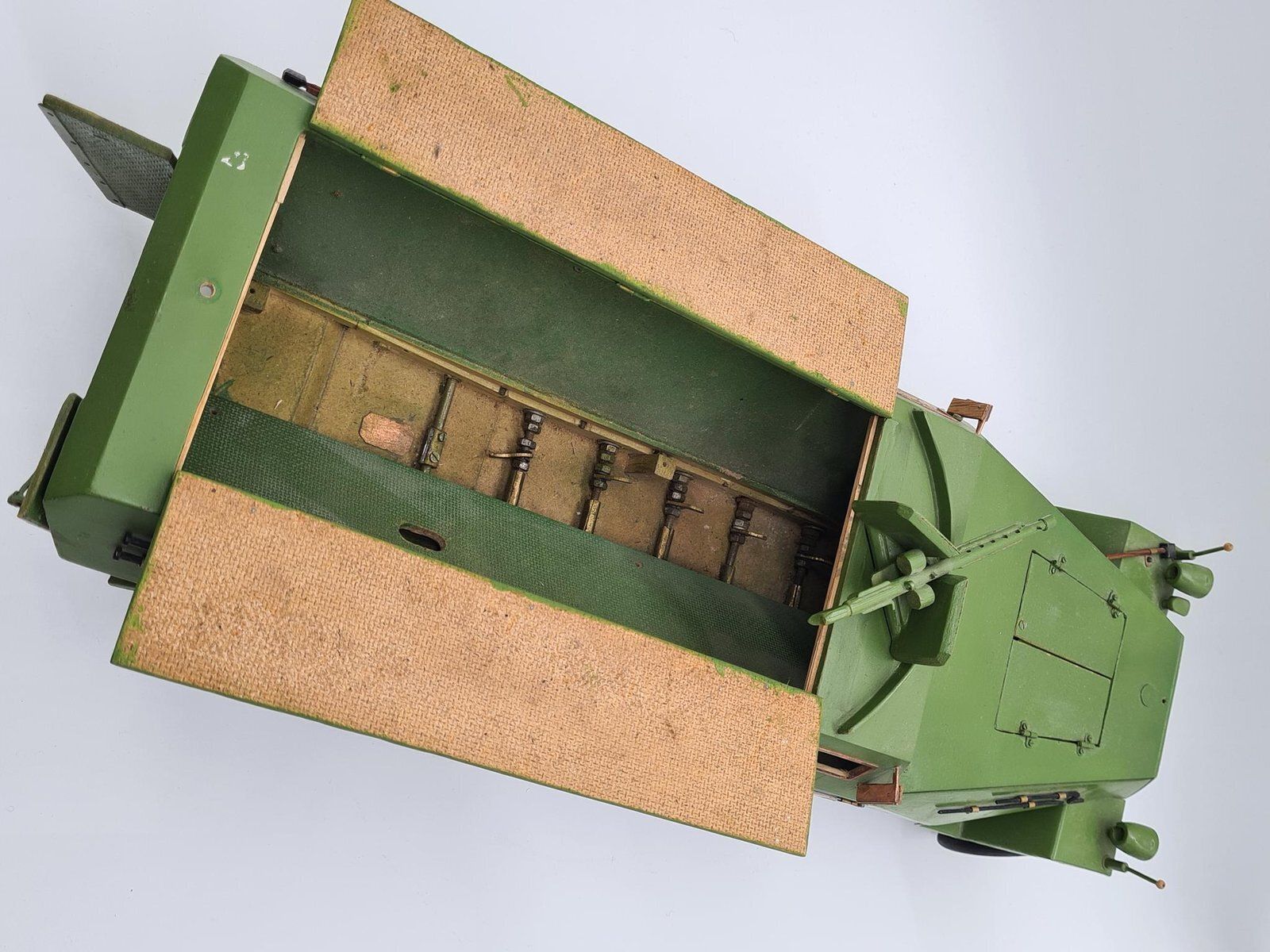 Home Decor Model Sd.Kfz. 251 Carrier In Green Plywood And Metal, 1970s photo