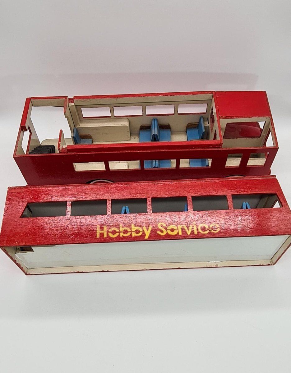 564.0 Large Vintage Wooden London Bus, 1970s photo