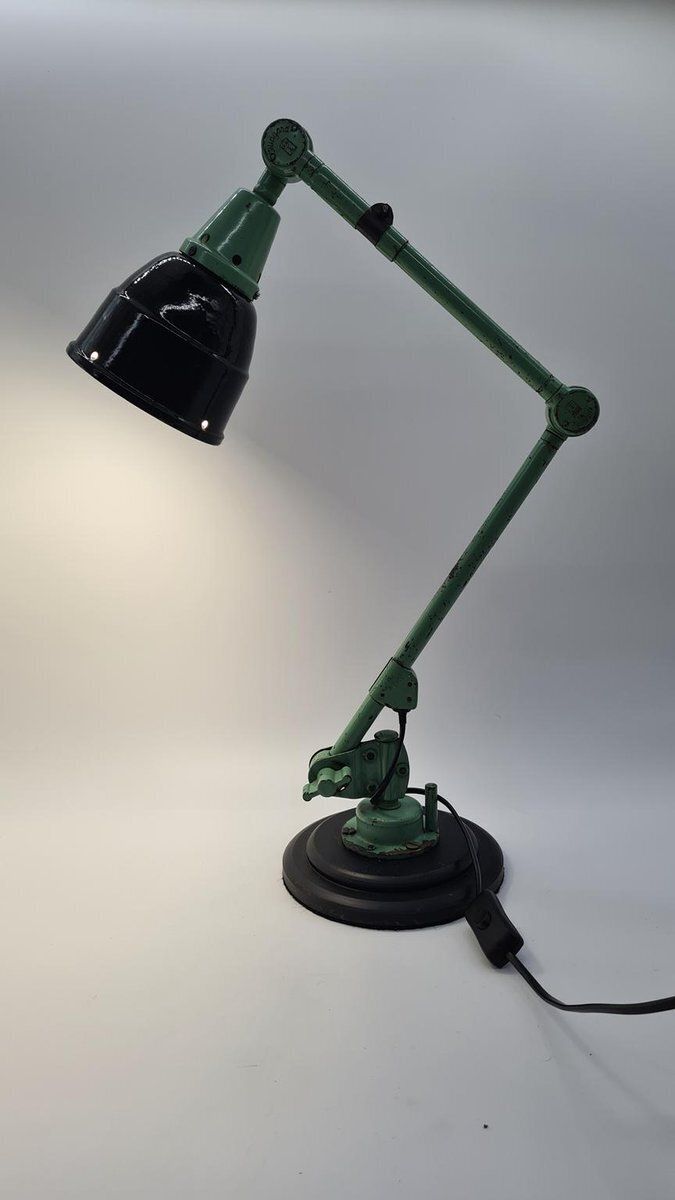 Articulated Lamp In Green Metal By C. Fischer For Midgard, 1950s photo furniture