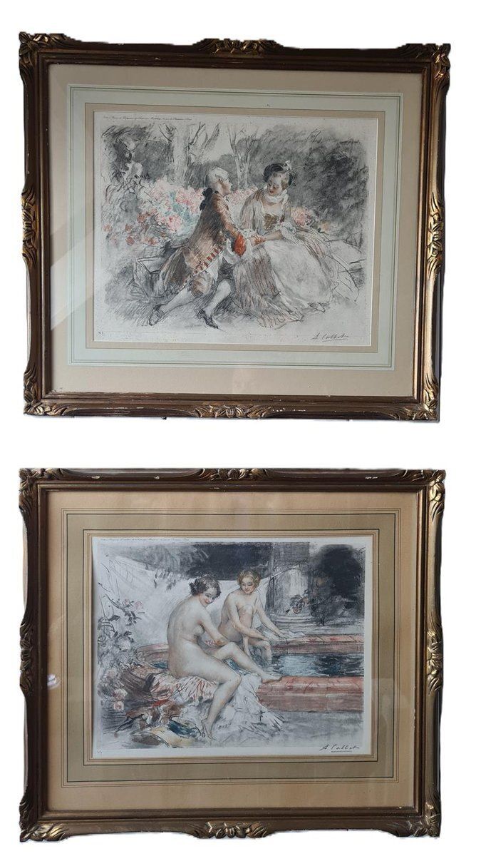 Albert Calbet, 1910, Lithographs, Set Of 2