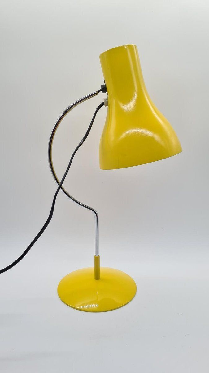 Desk Lamp In Yellow Metal And Chrome By J. Hůrka, Czechoslovakia, 1970s