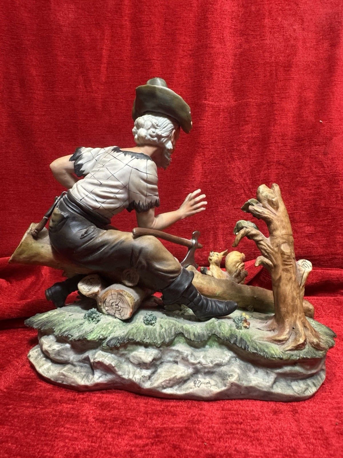 photo for sale Italian Original Capodimonte Titled 'The Woodcutter' Porcelain Figurine