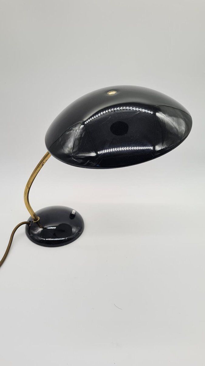 Model 6781 Table Lamp In Black Metal And Brass Attributed To C. Dell For Kaiser Idell, Germany, 1950s photo for sale