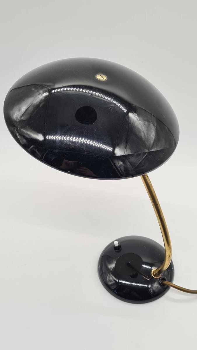 Model 6781 Table Lamp In Black Metal And Brass Attributed To C. Dell For Kaiser Idell, Germany, 1950s photo vintage