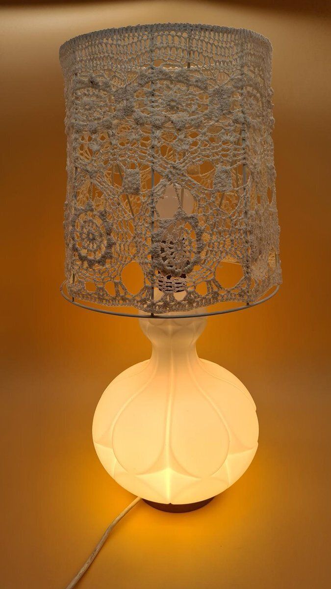 Table Lamp In Ivory White Glass From Peill & Putzler, Germany, 1960s