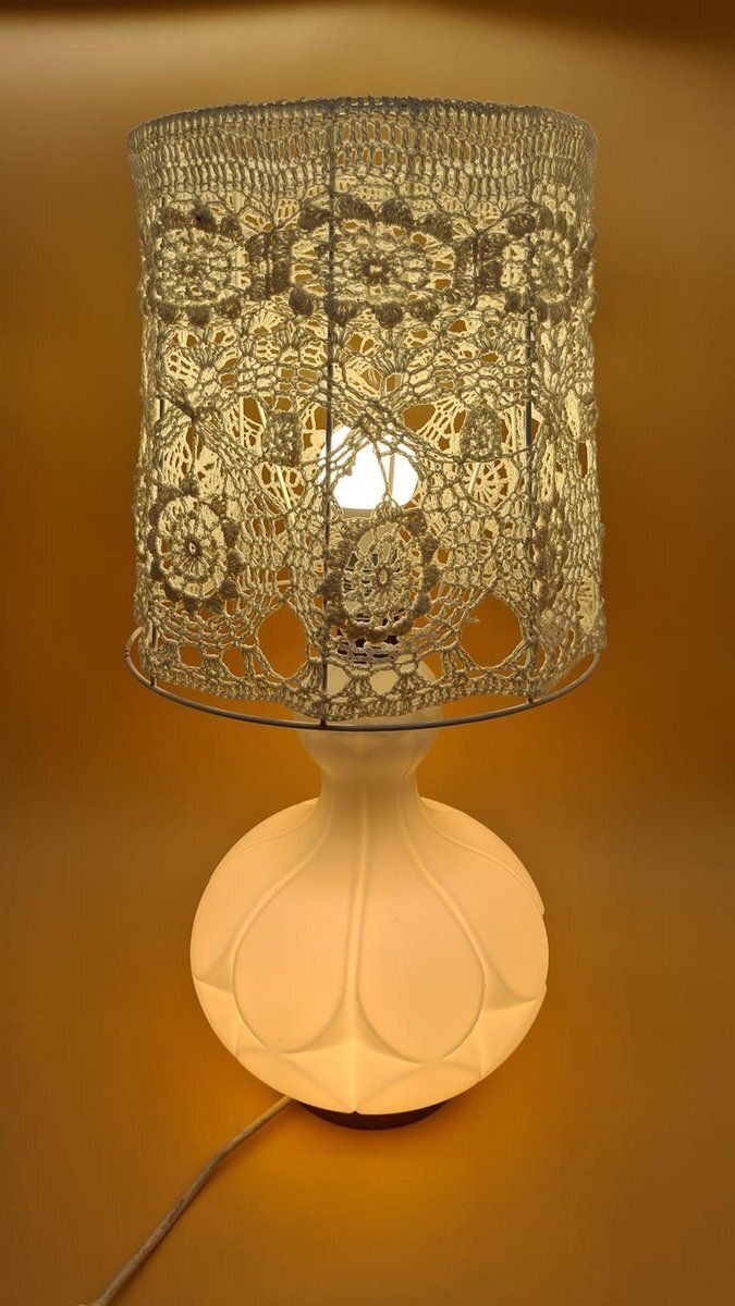 Table Lamp In Ivory White Glass From Peill & Putzler, Germany, 1960s photo for sale