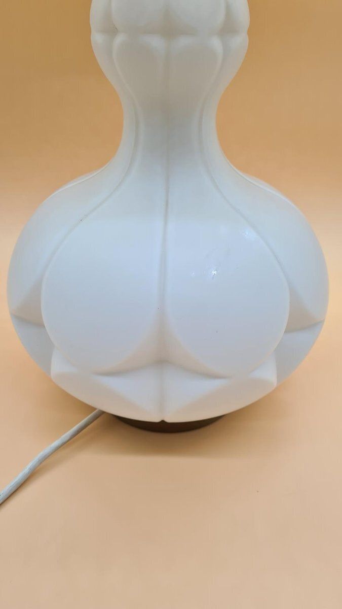 Table Lamp In Ivory White Glass From Peill & Putzler, Germany, 1960s photo Lighting