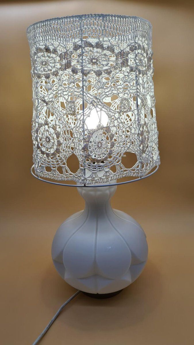 Table Lamp In Ivory White Glass From Peill & Putzler, Germany, 1960s photo buy