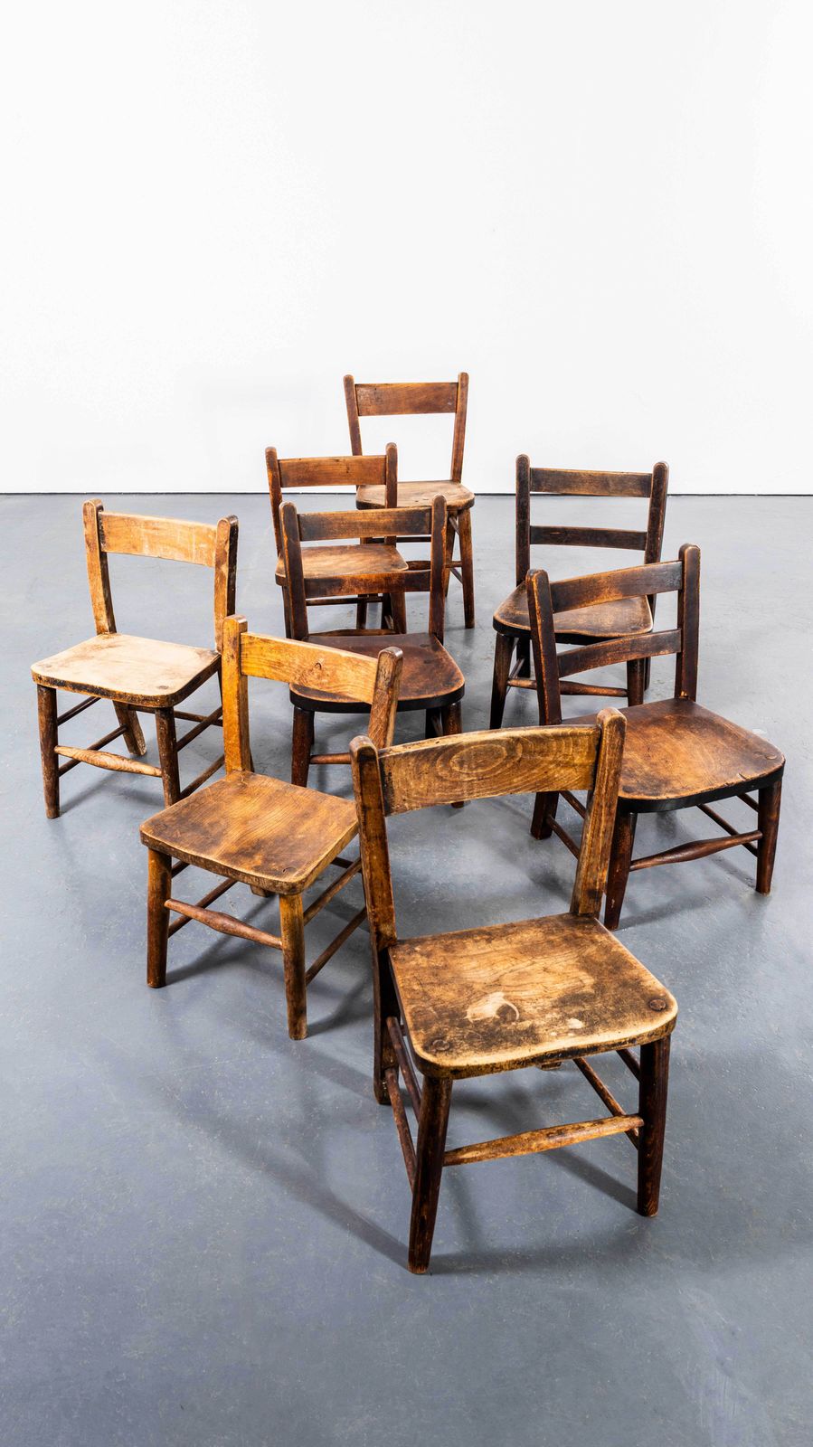 1940's Harlequin English Solid Children's Chapel Chairs   Set Of Four photo vinterior