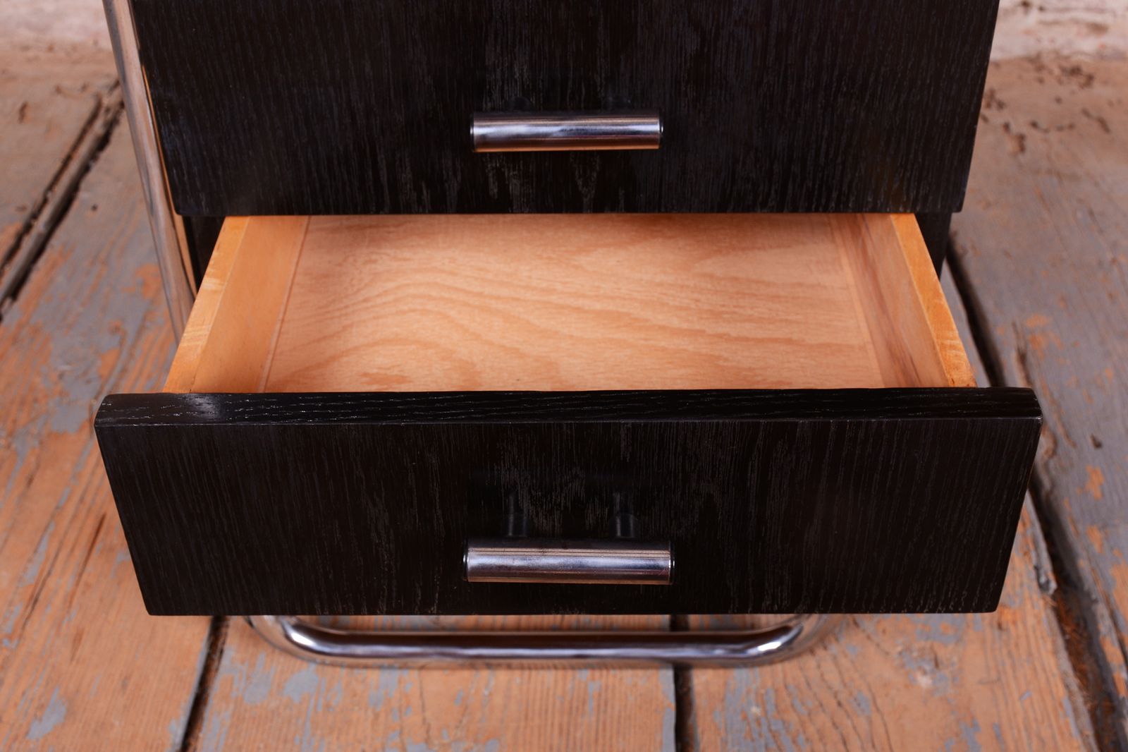 photo furniture Restored Bauhaus Writing Desk, By Robert Slezák, Oak, Chrome, Czech, 1930s