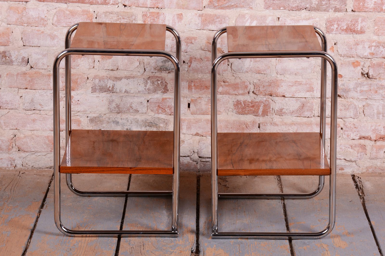 Pair Of Restored Bauhaus Bedside Tables, By M. Breuer For Thonet, Germany, 1920s photo Furniture