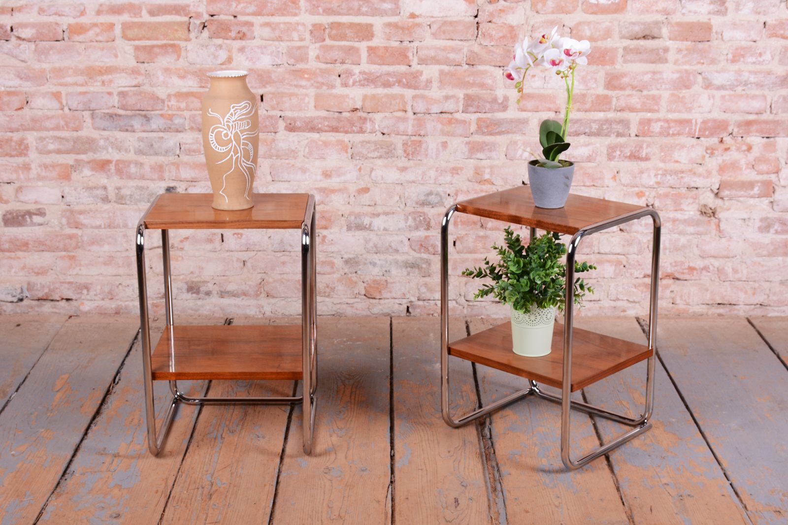 Pair Of Restored Bauhaus Bedside Tables, By M. Breuer For Thonet, Germany, 1920s photo vinterior