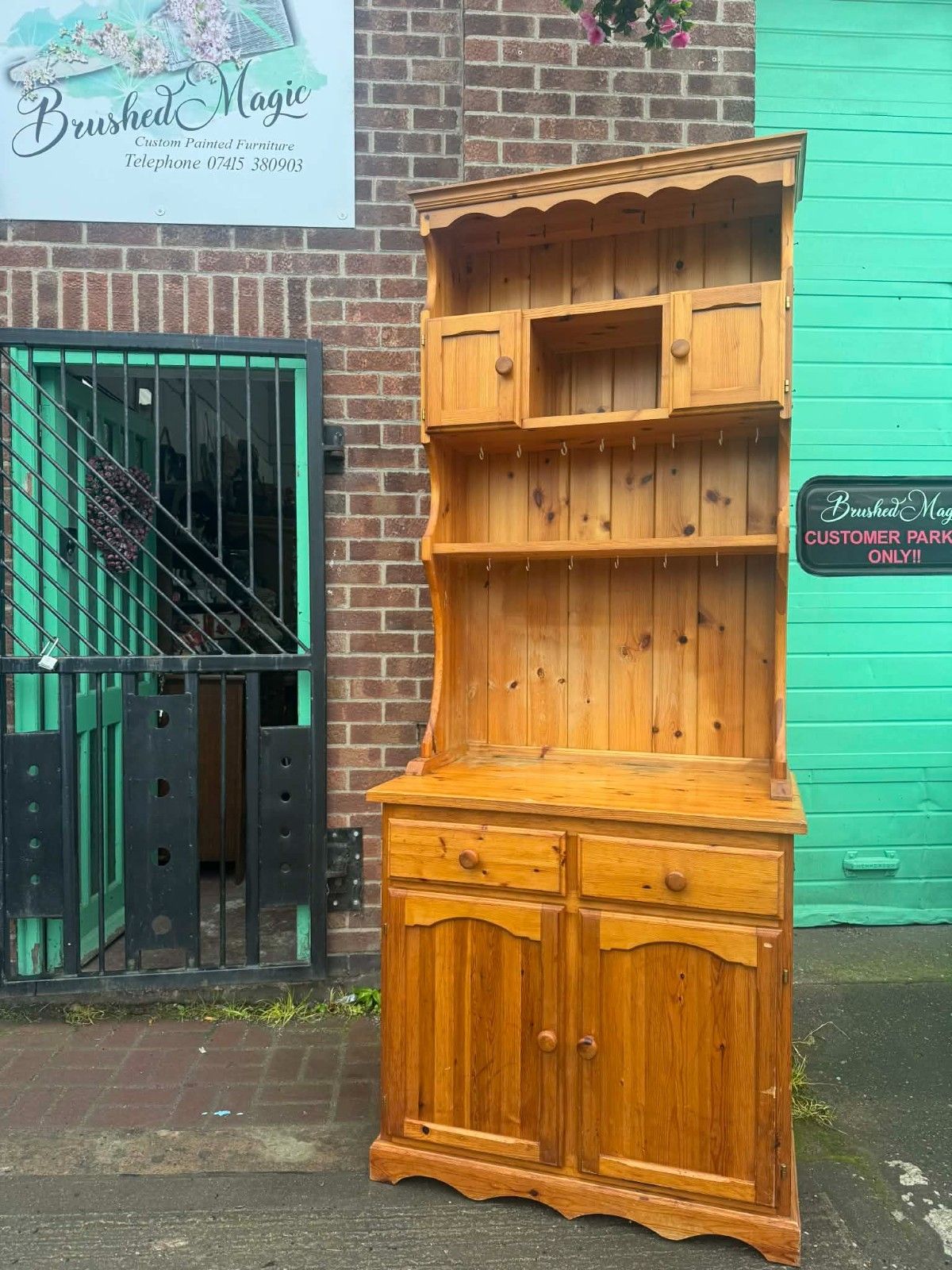Vintage Small Tall Pine Welsh Dresser Plate Rack Storage Ready For Upcycling