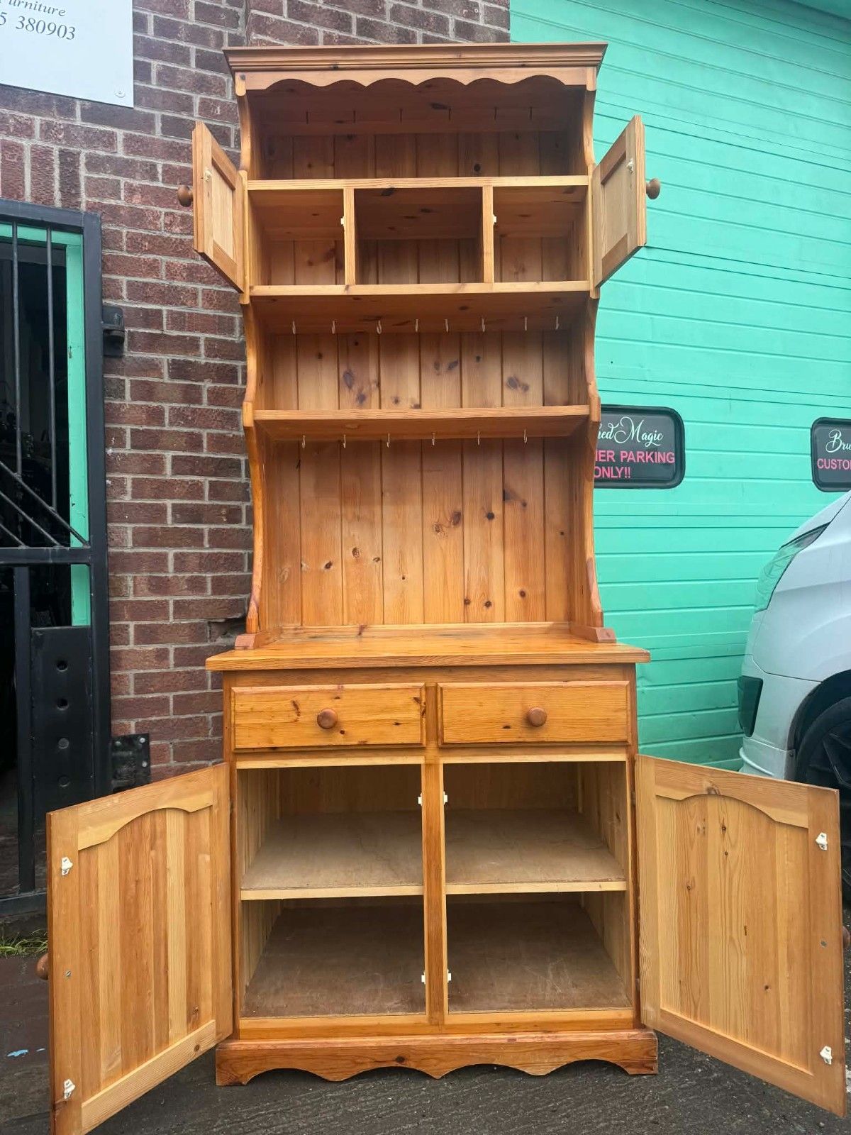 Vintage Small Tall Pine Welsh Dresser Plate Rack Storage Ready For Upcycling photo for sale