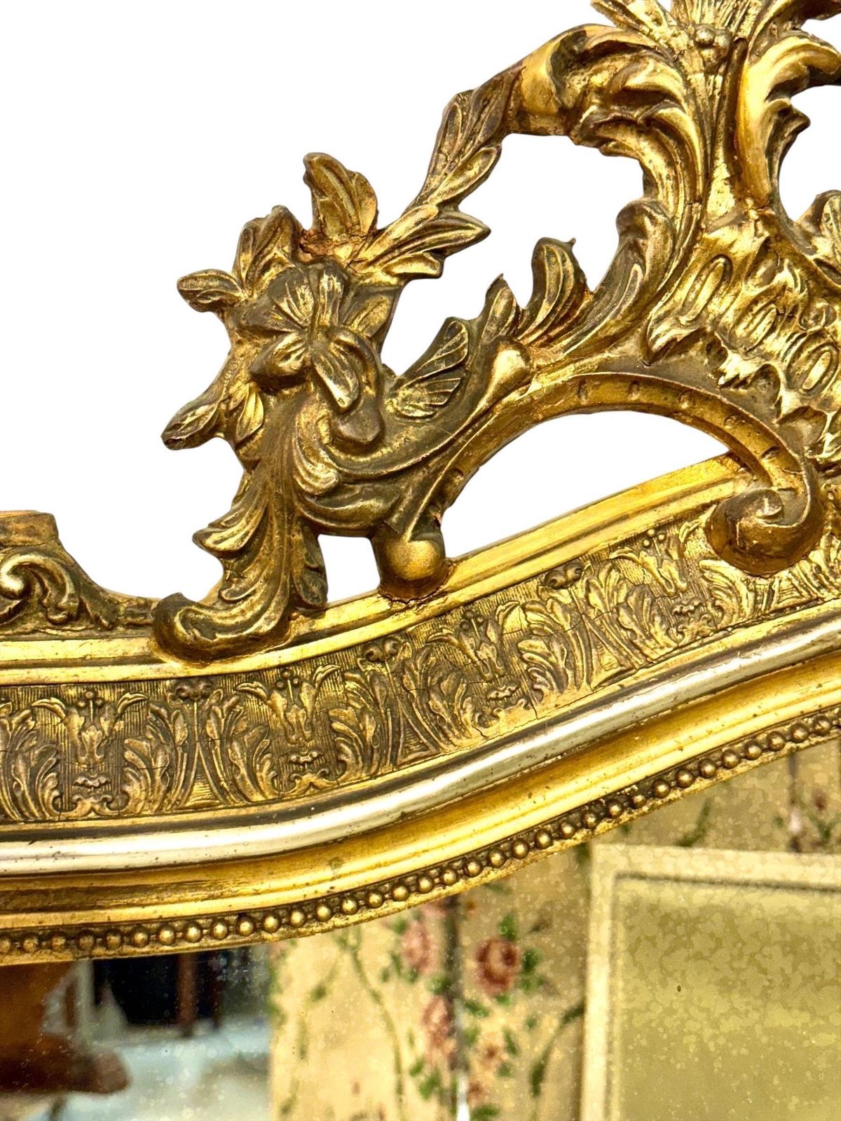 Home Decor Napoleon III Period Giltwood Mirror With Ornate Crest, 19th Century photo