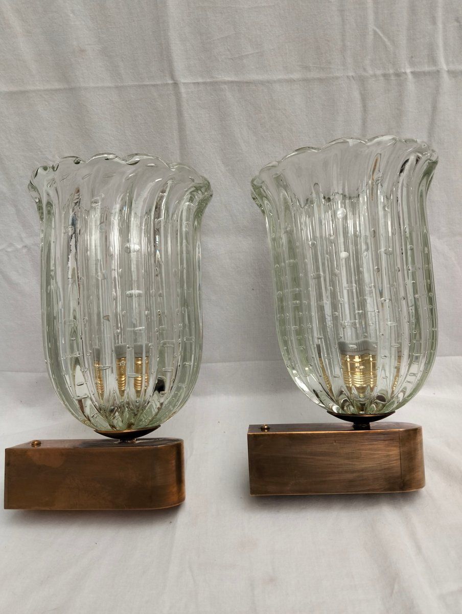 Wall Lamps By Barovier & Toso, 1980s, Set Of 2 photo vintage