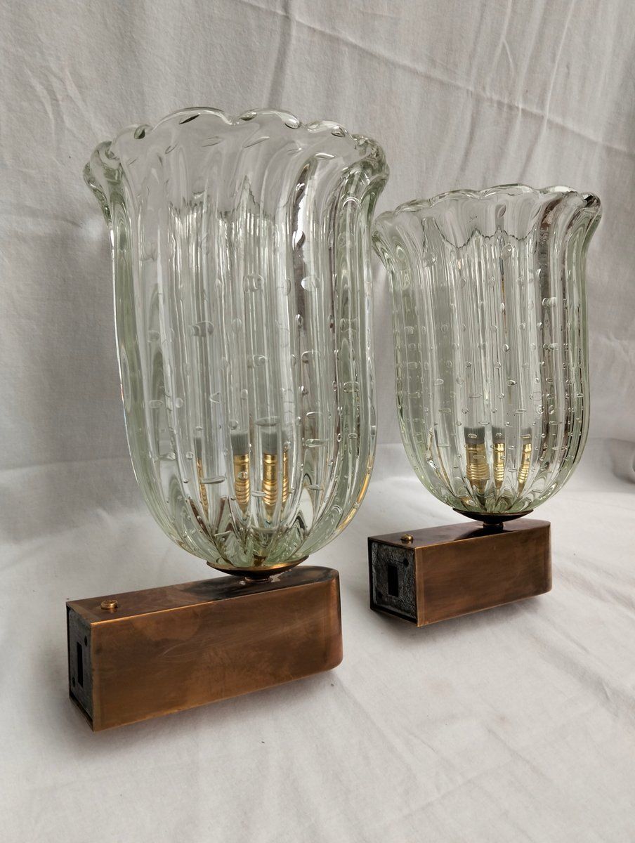 photo for sale Wall Lamps By Barovier & Toso, 1980s, Set Of 2