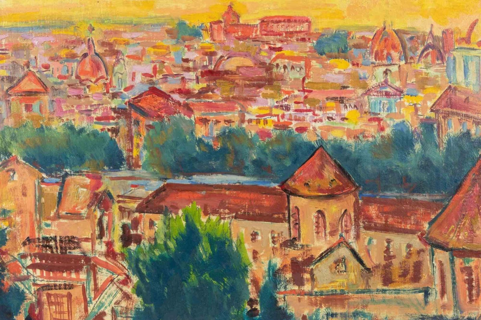 Sirio Pellegrini View Of Rome   Paint By Sirio Pellegrini   1970 photo furniture