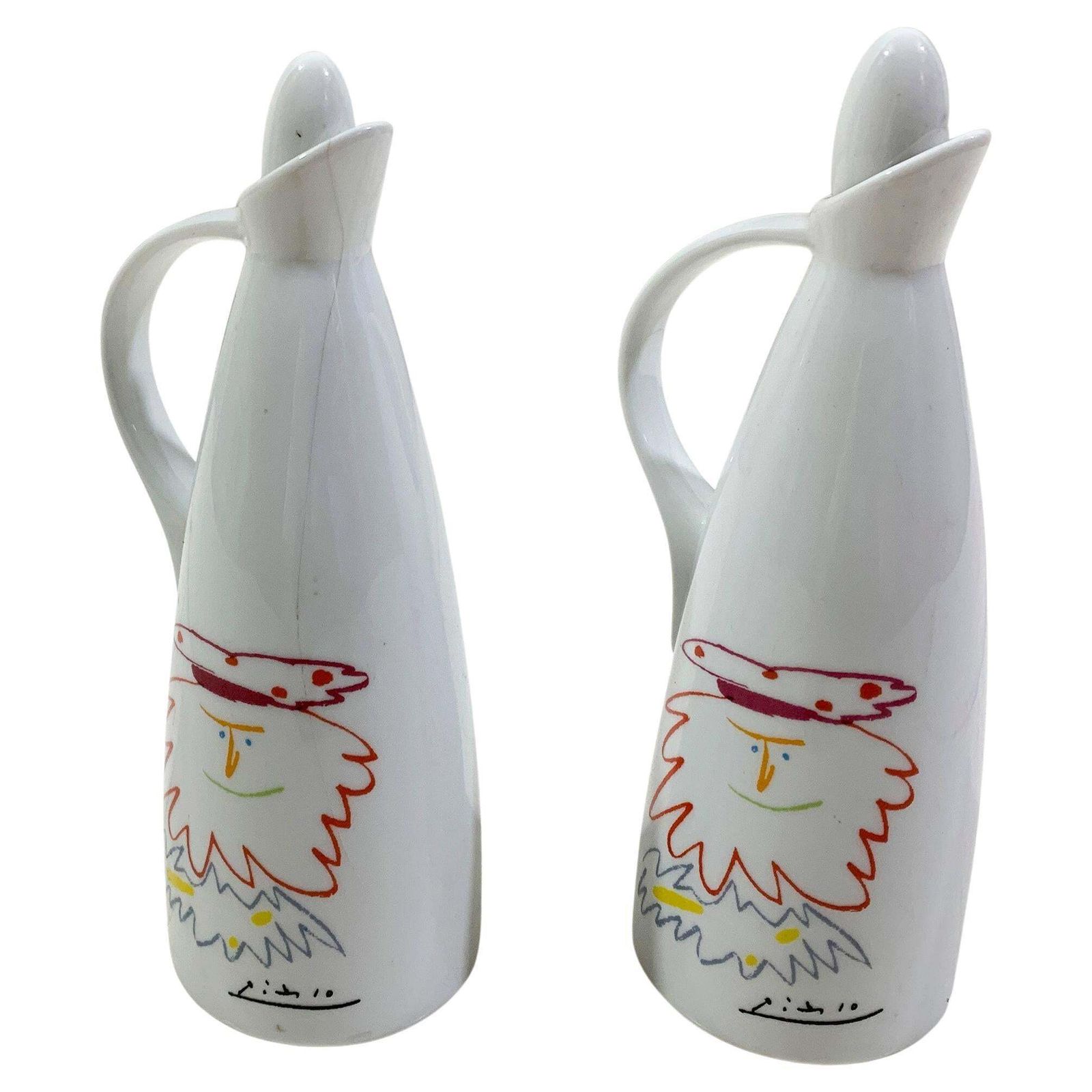 Pair Of Picasso "Le Roi Badadakharida" Licensed Tognana, Oil/Vinegar Cruets